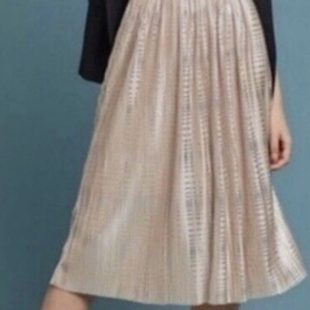 Anthropologie Gold Pleated Midi Skirt Cocktail, Sabina Musayev, 29 Inches Length - Picture 1 of 7